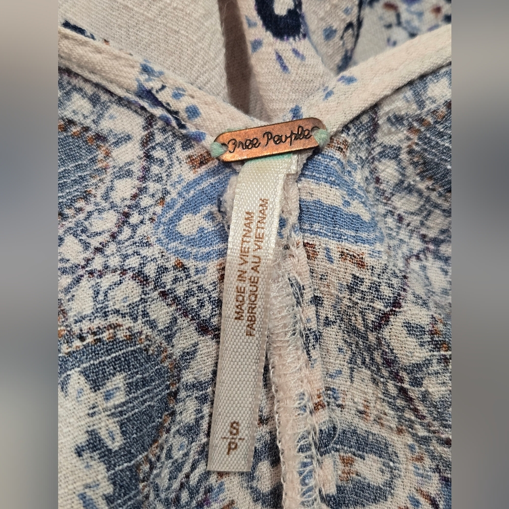Free People Smooth Talker Tunic Dress Cream/Blue Sz S - Picture 9 of 14